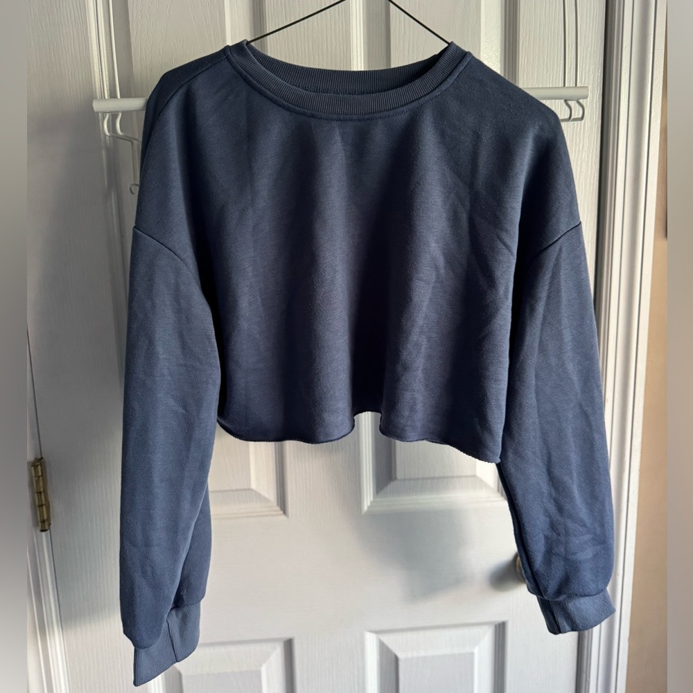 Women's Steel Blue Cropped Sweatshirt